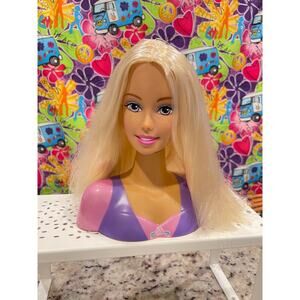 Barbie Styling Head Bust Blonde Purple Pink Top